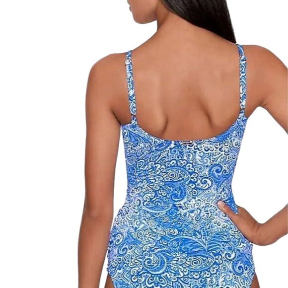 Ralph Lauren Surplice Underwire Swim Tankini Blue/White Paisley Women's SZ 4 NWT - Picture 6 of 9
